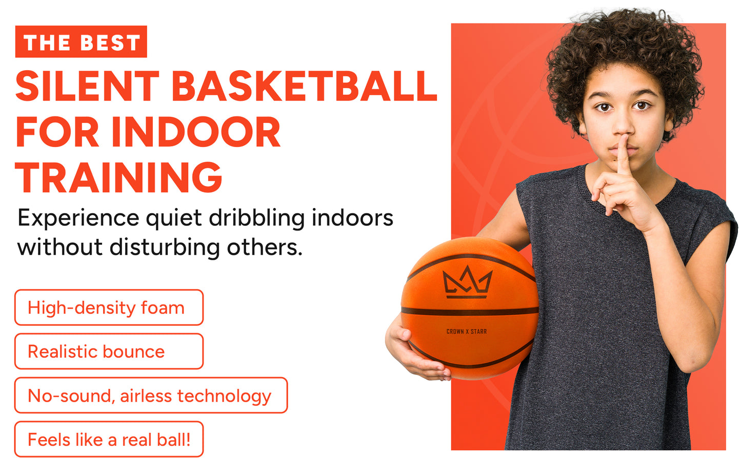 Silent Basketball Size 7 (Pro) – Airless Grooved Foam Indoor Basketball