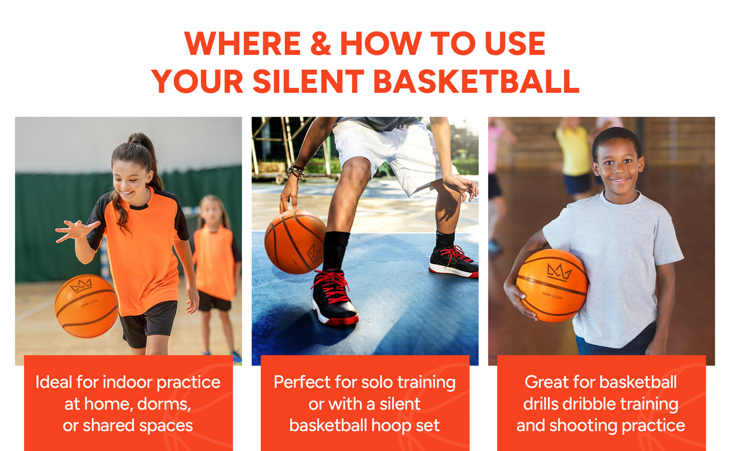 Silent Basketball Size 7 (Pro) – Airless Grooved Foam Indoor Basketball
