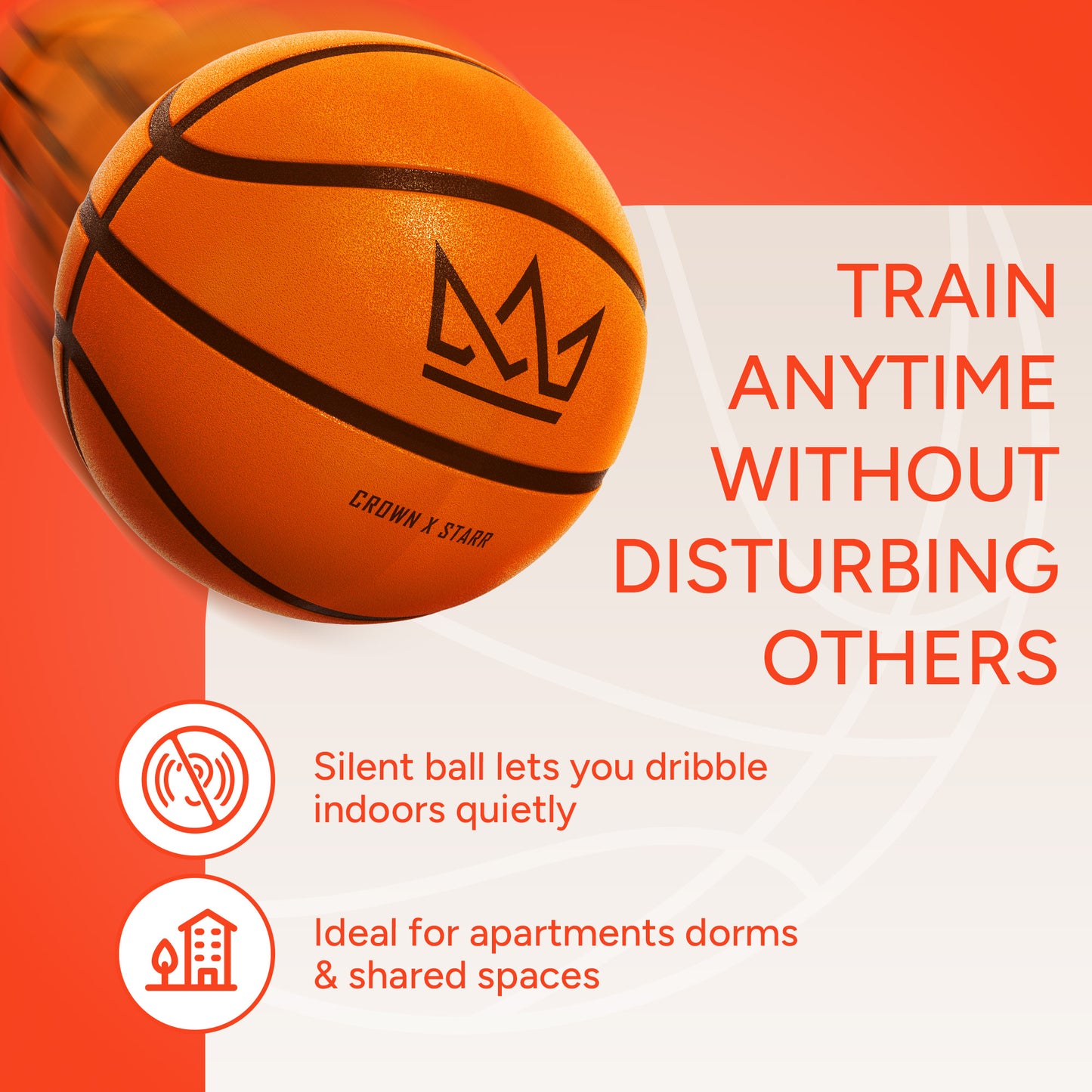 Silent Basketball Size 7 (Pro) – Airless Grooved Foam Indoor Basketball
